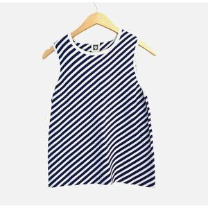 ANNE KLEIN- WOMEN'S WHITE/BLUE STRIPPED PULL OVER CREW NECK TOP SIZE SMALL- NWT